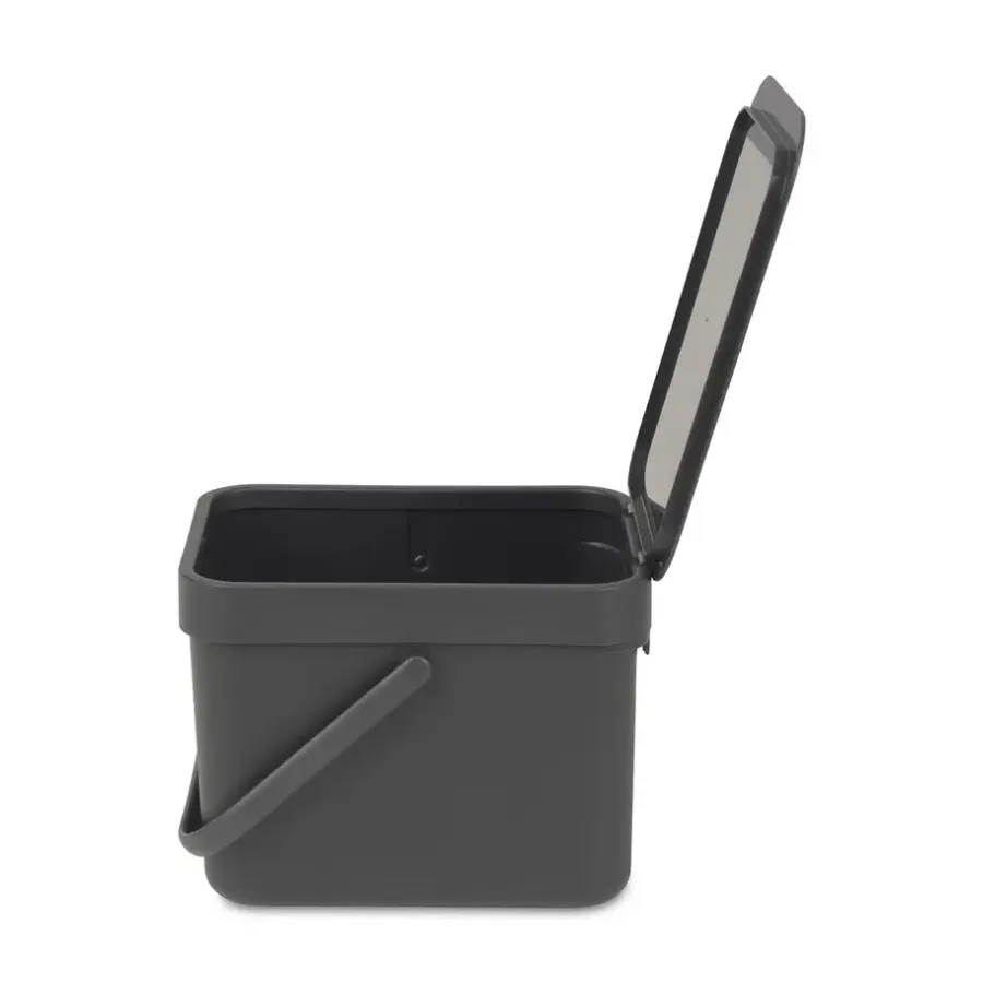 Prullenbakken-Brabantia Sort & Go Afvalemmer - 6L - Grijs