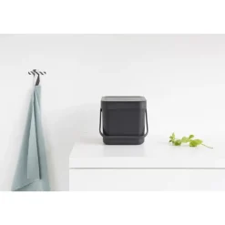 Prullenbakken-Brabantia Sort & Go Afvalemmer - 6L - Grijs