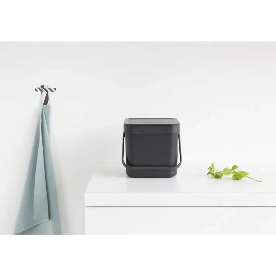 Prullenbakken-Brabantia Sort & Go Afvalemmer - 6L - Grijs