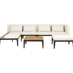 Loungesets-Leen Bakker BRACCIANO - Loungeset 4-zits met ottomaan - Lichtbeige - Acaciahout
