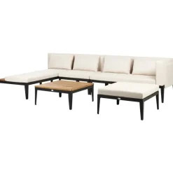Loungesets-Leen Bakker BRACCIANO - Loungeset 4-zits met ottomaan - Lichtbeige - Acaciahout