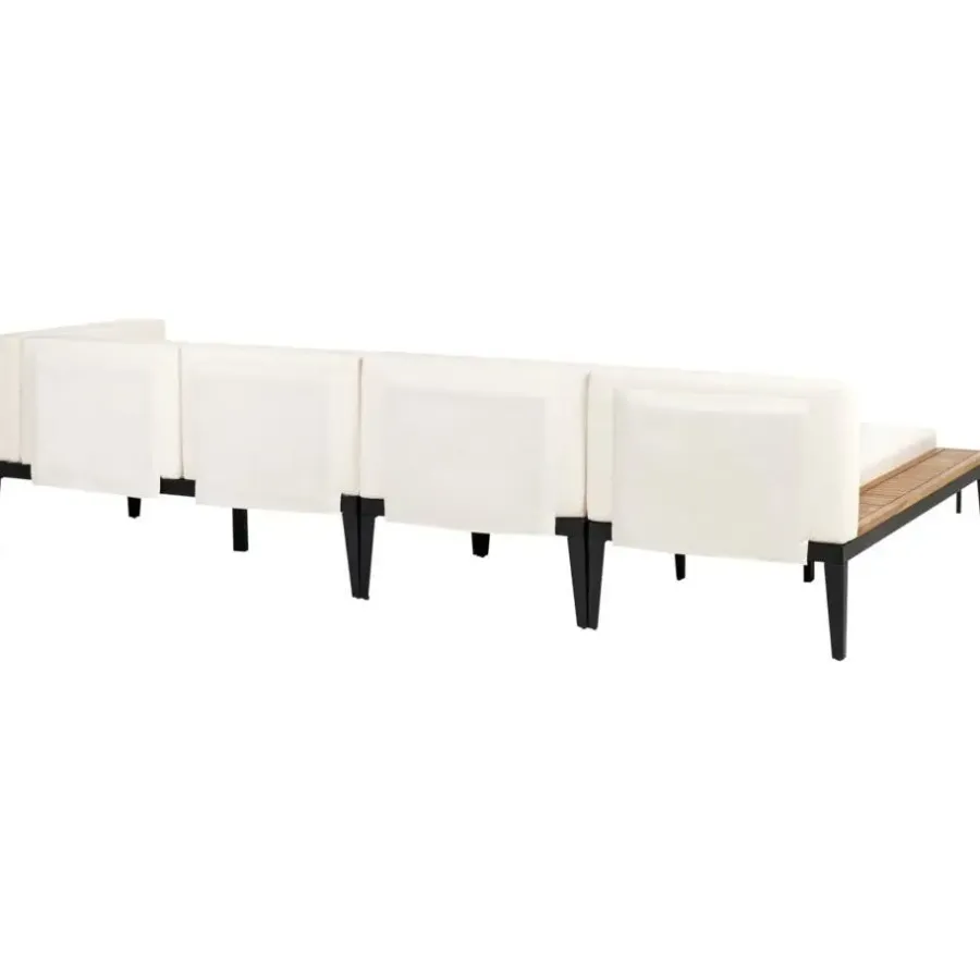 Loungesets-Leen Bakker BRACCIANO - Loungeset 4-zits met ottomaan - Lichtbeige - Acaciahout
