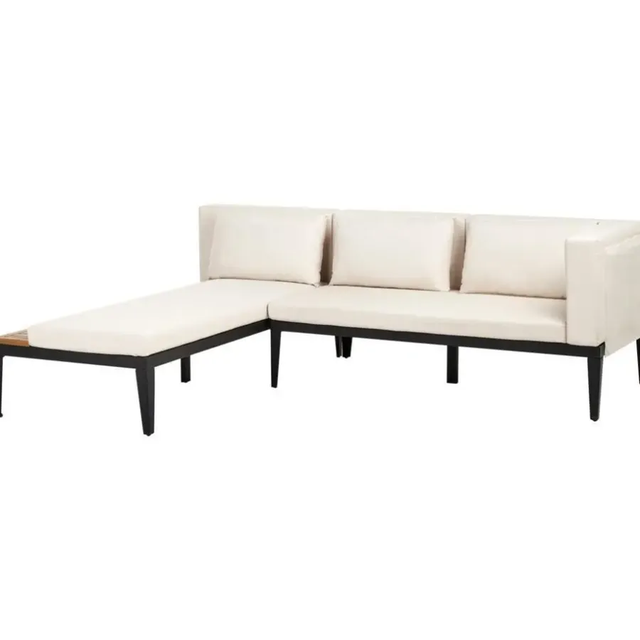 Loungesets-Leen Bakker BRACCIANO - Loungeset 4-zits met ottomaan - Lichtbeige - Acaciahout