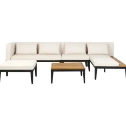 Leen Bakker BRACCIANO - Loungeset 4-zits ottomaan - Lichtbeige - Acaciahout