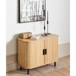 Ladekasten|Ladekasten-Beliani BRADLEY - Commode - Lichthout/Zwart - MDF