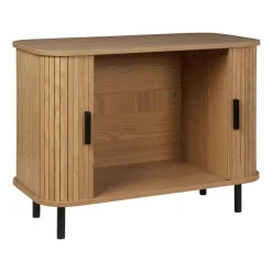 Ladekasten|Ladekasten-Beliani BRADLEY - Commode - Lichthout/Zwart - MDF