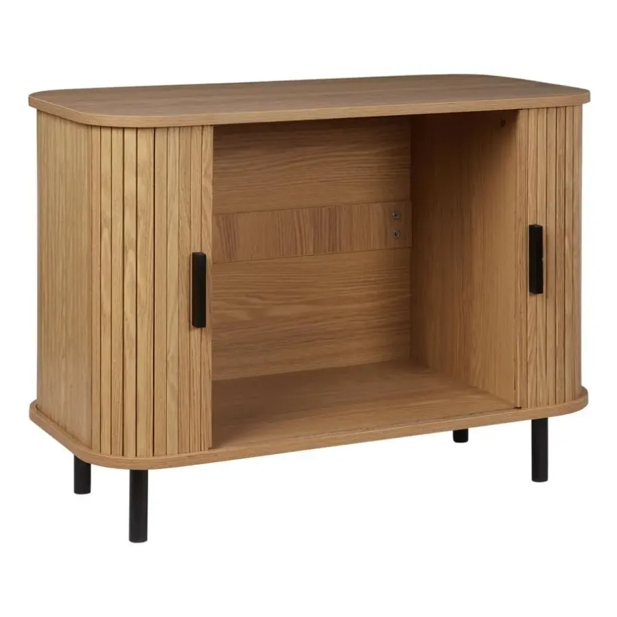 Ladekasten|Ladekasten-Beliani BRADLEY - Commode - Lichthout/Zwart - MDF