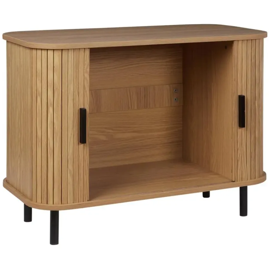 Ladekasten|Ladekasten-Beliani BRADLEY - Commode - Lichthout/Zwart - MDF