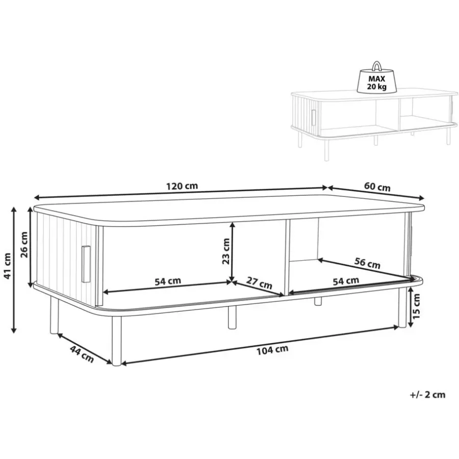 Salontafels-Beliani BRADLEY - Salontafel - Lichthout/Zwart - MDF