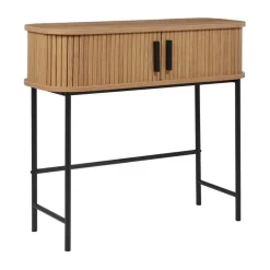 Sidetables-Beliani BRADLEY - Sidetable - Lichthout/Zwart - MDF