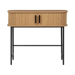 Sidetables-Beliani BRADLEY - Sidetable - Lichthout/Zwart - MDF