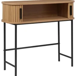 Sidetables-Beliani BRADLEY - Sidetable - Lichthout/Zwart - MDF