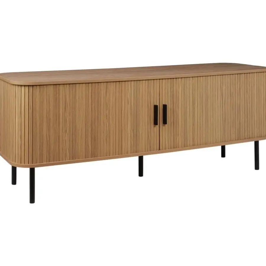 Beliani BRADLEY - TV-meubel - Lichthout/Zwart - MDF