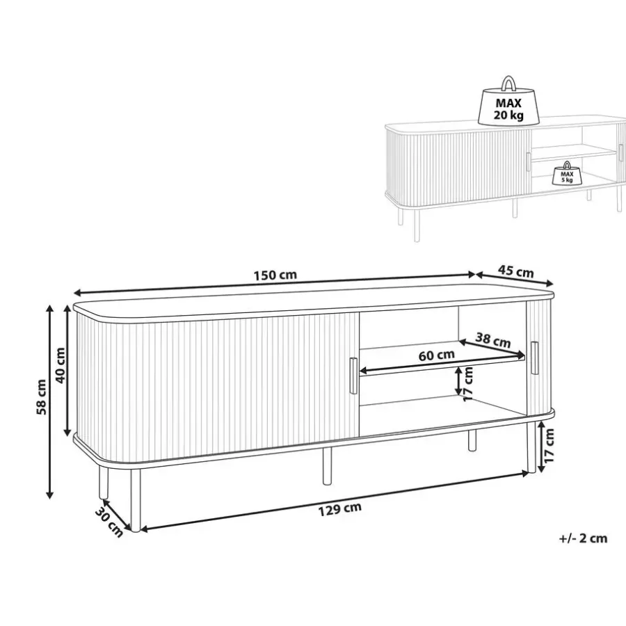 Beliani BRADLEY - TV-meubel - Lichthout/Zwart - MDF