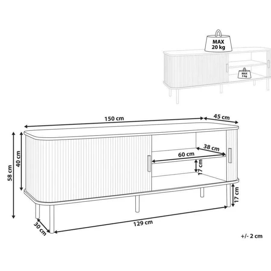 Beliani BRADLEY - TV-meubel - Lichthout/Zwart - MDF
