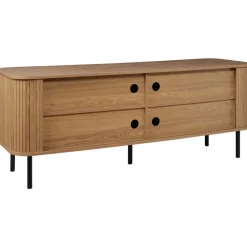 Beliani BRADLEY - TV-meubel - Lichthout/Zwart - MDF