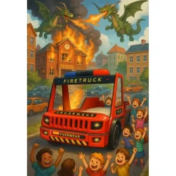 Kinderbedden-Merkloos Brandweerbed peuterbed jongensbed rood 90 x 200 cm