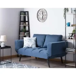 Slaapbanken|Slaapbanken-Beliani BREKKE - Slaapbank - Blauw - Polyester