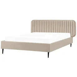 Beliani BRIN - Tweepersoonsbed - Taupe - 140 x 200 cm - Fluweel