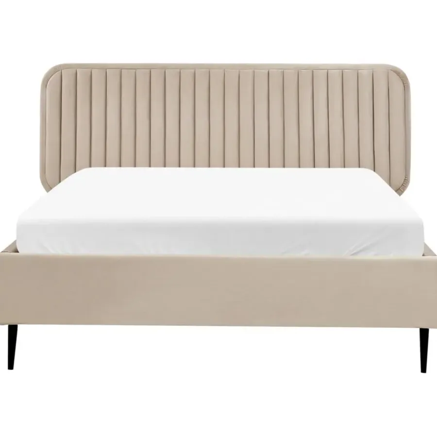 Beliani BRIN - Tweepersoonsbed - Taupe - 140 x 200 cm - Fluweel