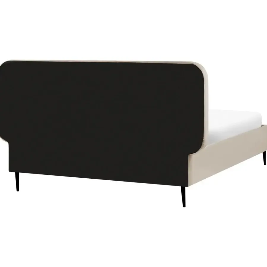 Beliani BRIN - Tweepersoonsbed - Taupe - 140 x 200 cm - Fluweel