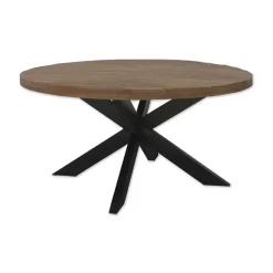 Industriële Eettafels|Ronde Eettafels-Brix - Eetkamertafel Rond - 130 cm - Mangohout - Bruin