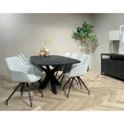 Houten Eettafels-Brix - Eetkamertafel Montreaux - Zwart - Mangohout - 220 cm