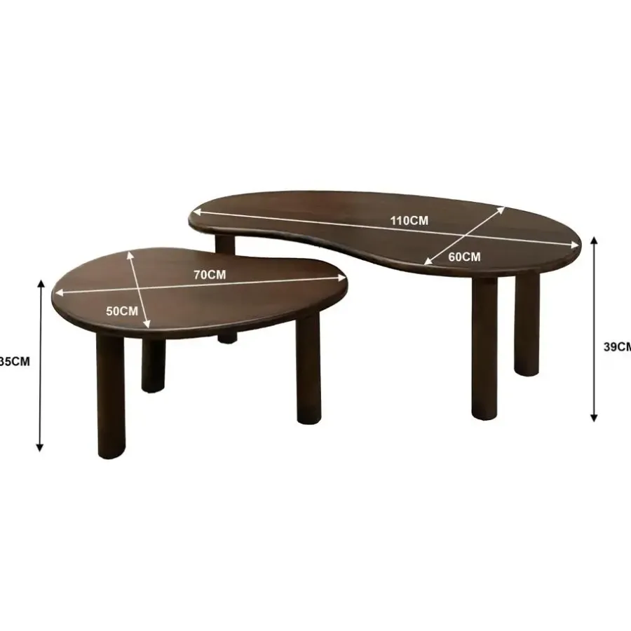 Salontafels-Livingfurn Brix - Salontafels - Brix Nubi Brown Set of 2 - Bruin