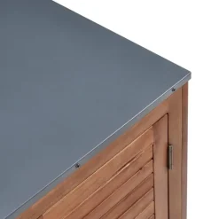 Leen Bakker BRUCOLI - Buitenkeukenkast met spoelbak - Bruin/Zwart - Acaciahout