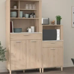 Buffetkasten-Parisot Buffetkast Galatee met 2 deuren & 1 lade - eikdecor/wit