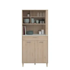 Buffetkasten-Parisot Buffetkast Galatee met 2 deuren & 1 lade - eikdecor/wit