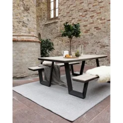 Eva Interior Buitenkleed Mono - Grijs/Wit - Dubbelzijdig - - 230 x 160 cm