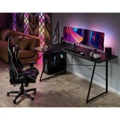 Merkloos Bureau - Game bureau - Hoekbureau - 160 x 100 x 75 - Zwart