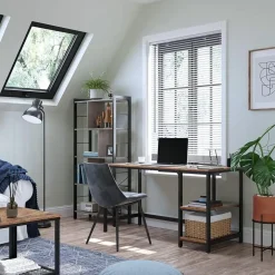 Bureaus-Vasagle Bureau Fabrice 120cm 2 legplanken - rustiek bruin/zwart