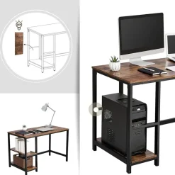 Bureaus-Vasagle Bureau Fabrice 120cm 2 legplanken - rustiek bruin/zwart