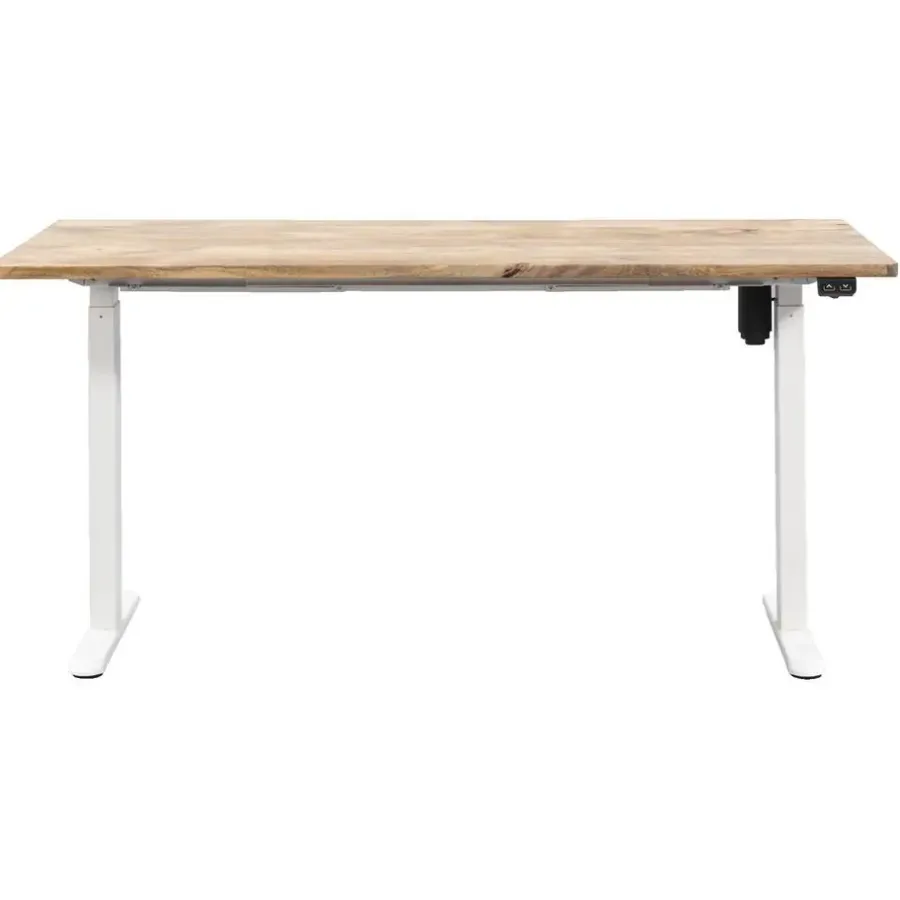 Homeworx Bureau zit/sta elektrisch verstelbaar – mangohout/wit - 75/118x160x80 cm