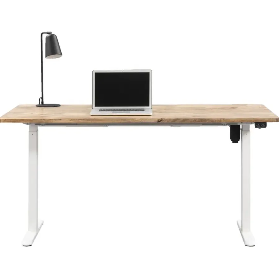 Homeworx Bureau zit/sta elektrisch verstelbaar – mangohout/wit - 75/118x160x80 cm