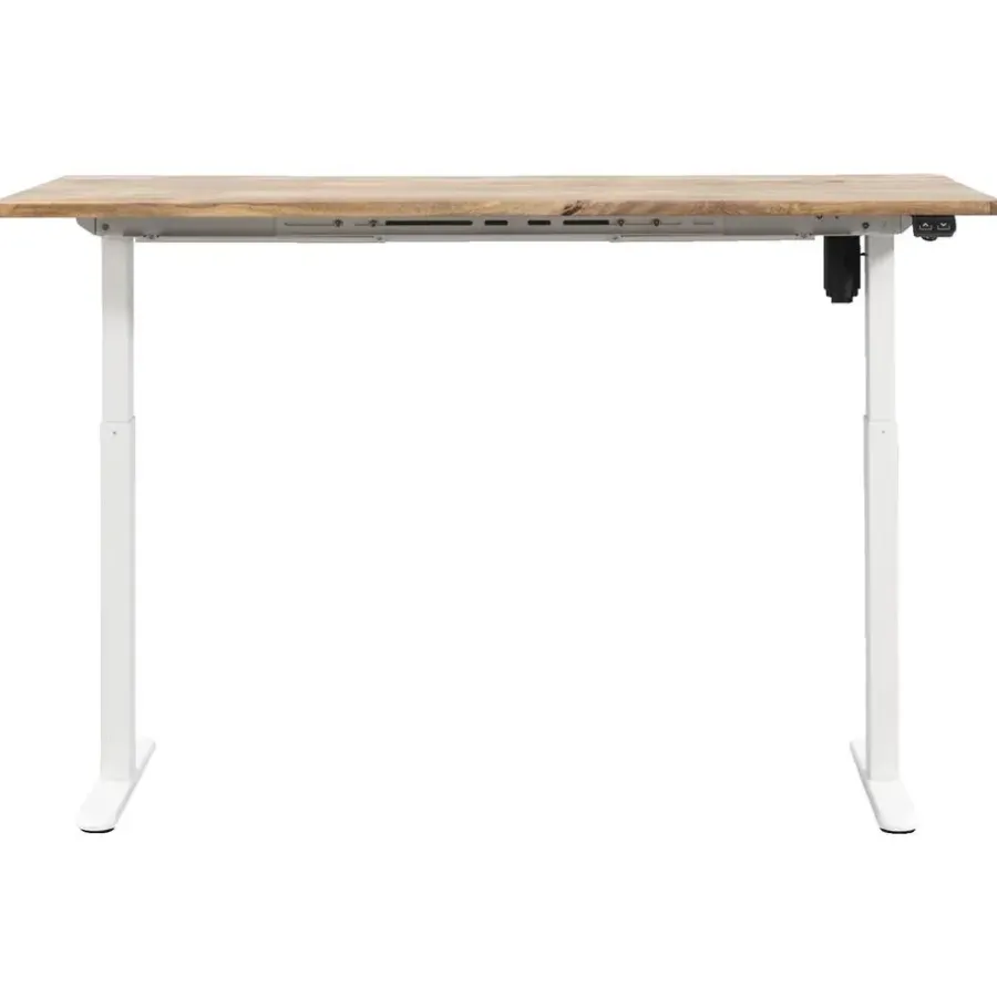 Homeworx Bureau zit/sta elektrisch verstelbaar – mangohout/wit - 75/118x160x80 cm