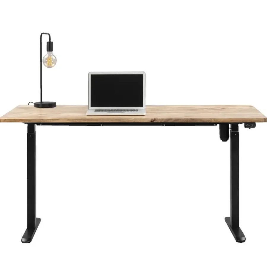 Homeworx Bureau zit/sta elektrisch verstelbaar – mangohout/zwart - 75/118x160x80 cm