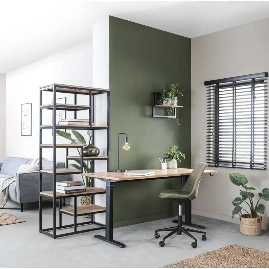 Homeworx Bureau zit/sta elektrisch verstelbaar – mangohout/zwart - 75/118x160x80 cm