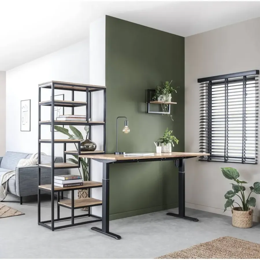 Homeworx Bureau zit/sta elektrisch verstelbaar – mangohout/zwart - 75/118x160x80 cm