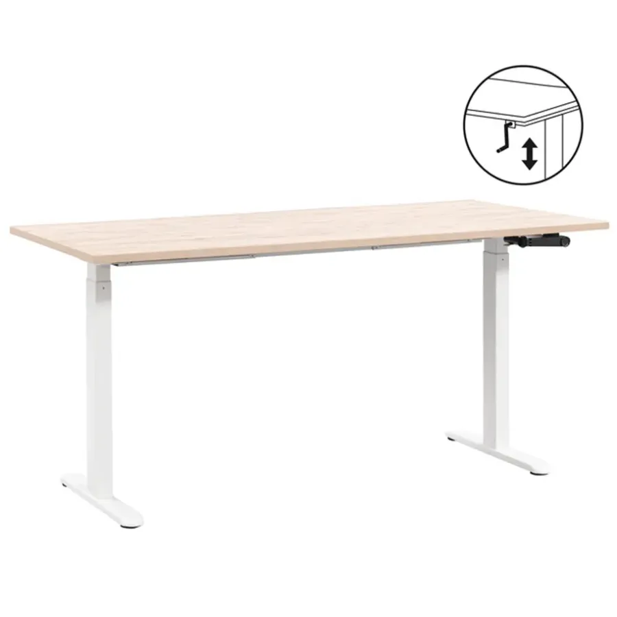 Homeworx Bureau zit/sta handmatig verstelbaar – eikenkleur/wit - 75/118x160x80 cm