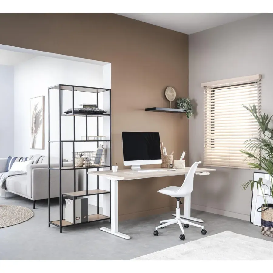 Homeworx Bureau zit/sta handmatig verstelbaar – eikenkleur/wit - 75/118x160x80 cm
