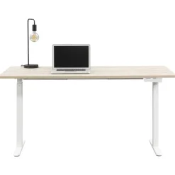 Homeworx Bureau zit/sta handmatig verstelbaar – eikenkleur/wit - 75/118x160x80 cm