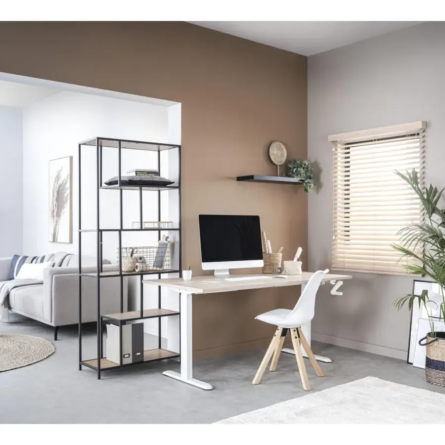 Homeworx Bureau zit/sta handmatig verstelbaar – eikenkleur/wit - 75/118x160x80 cm
