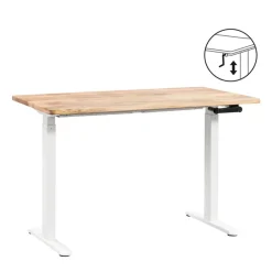 Homeworx Bureau zit/sta handmatig verstelbaar - mangohout/wit - 75/118x120x70 cm