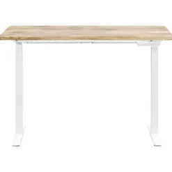 Homeworx Bureau zit/sta handmatig verstelbaar - mangohout/wit - 75/118x120x70 cm