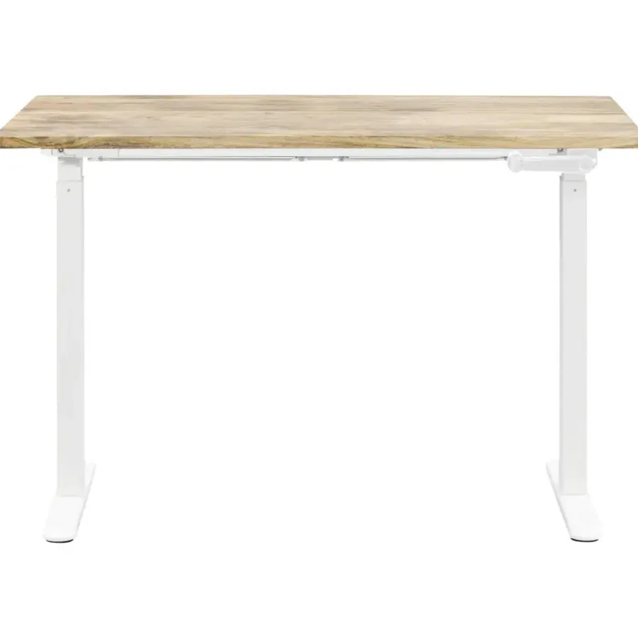 Homeworx Bureau zit/sta handmatig verstelbaar - mangohout/wit - 75/118x120x70 cm