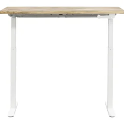 Homeworx Bureau zit/sta handmatig verstelbaar - mangohout/wit - 75/118x120x70 cm