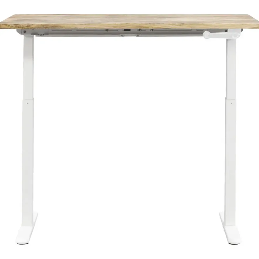 Homeworx Bureau zit/sta handmatig verstelbaar - mangohout/wit - 75/118x120x70 cm